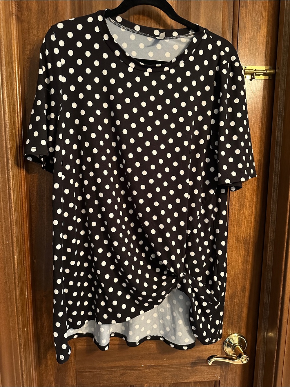 Emetla Polka Dot Top in Black & Light Blue